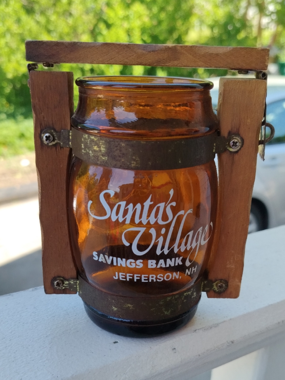 Santa's Village Amber Glass Savings Bank